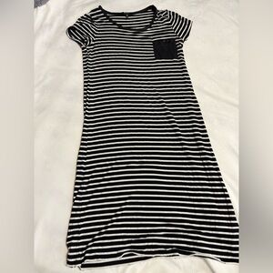 Monteau Black and White Striped Top